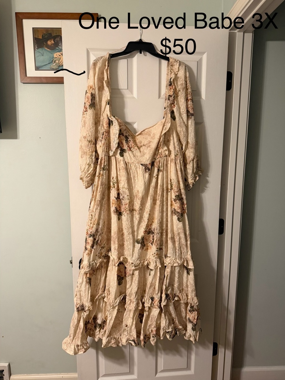 One Loved Babe Cream Floral Midi Dress - 3X